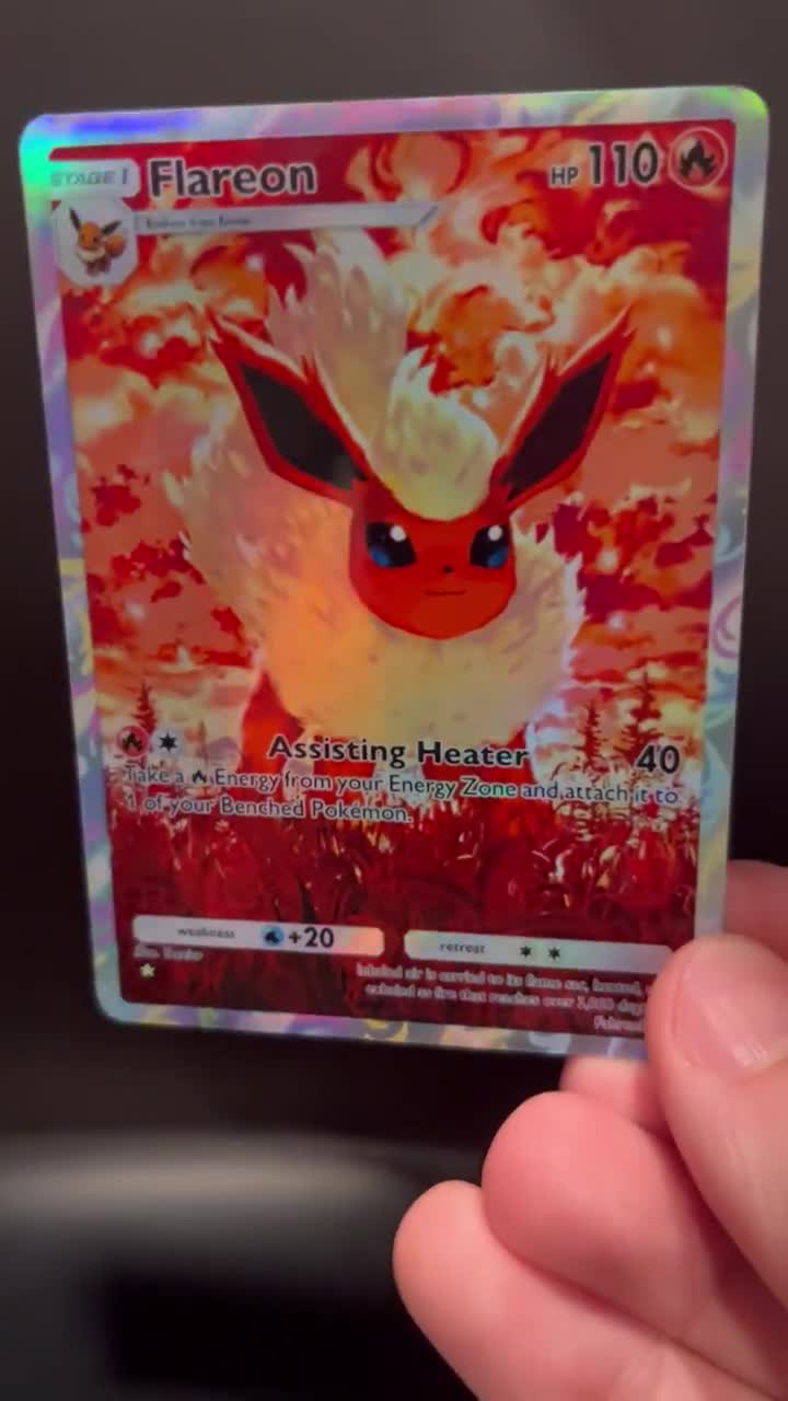 flareon pokemon card holographic Fan-Made Pokémon TCG Pocket If heads Pokemon Card - Scarlet &