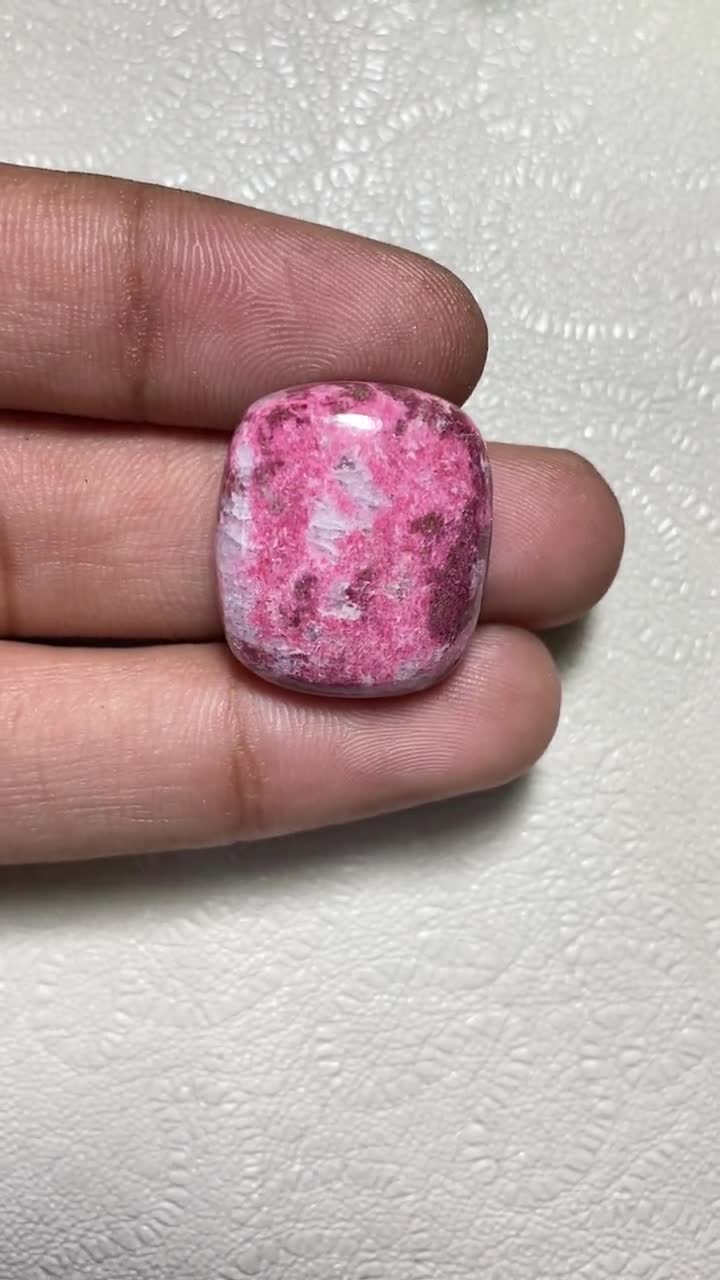 Rectangle Thulite Cabochon – Pink Gemstone for Wire Wrap Pendant