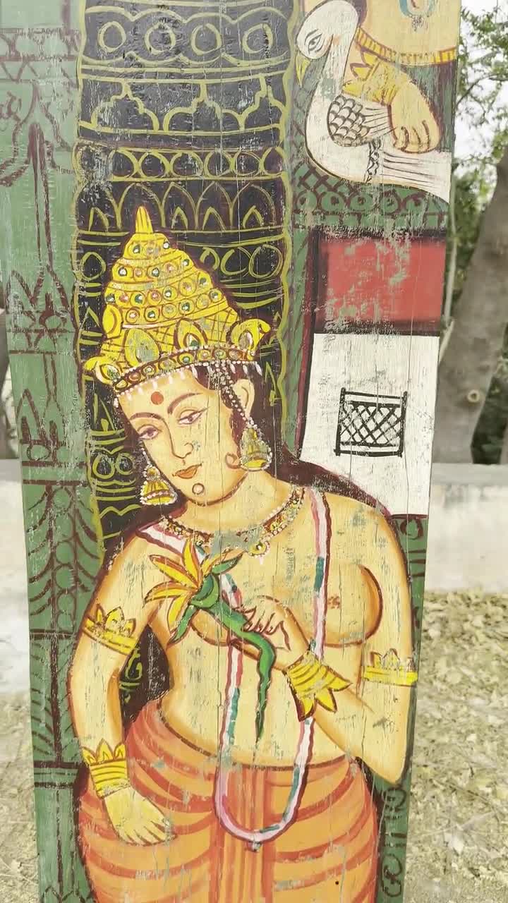 Maiden From the Caves of Ajanta, Apsara Hand Painted Work, Exotic