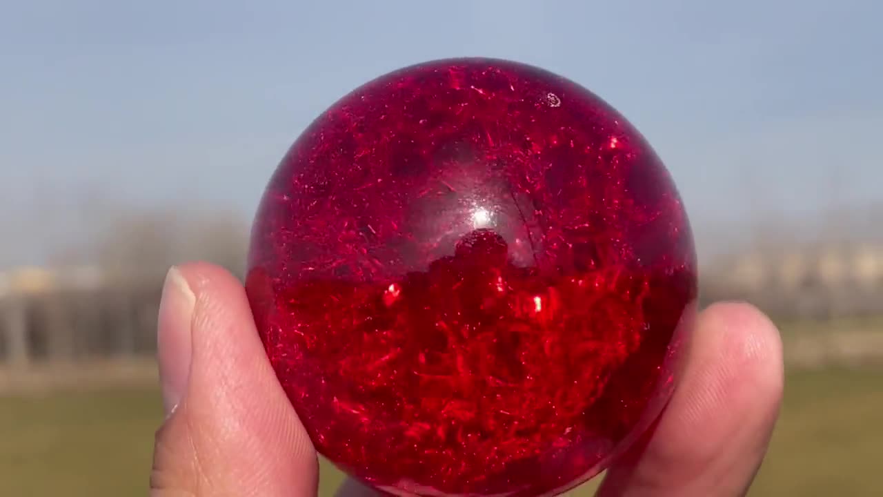 Red Crackle Glass Sphere: Aura Crystal Ball Decor (50mm) - Etsy
