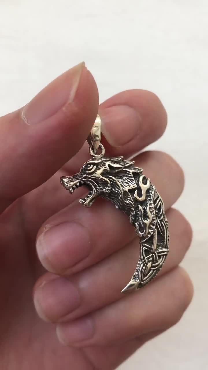 ハンドメイド 925 スターリングシルバー フェンリルの牙 バイキング 狼