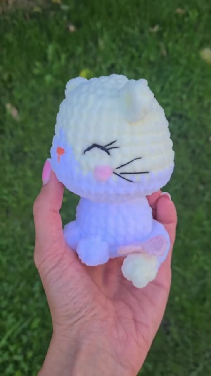 Grey & White Siamese Kitty - Hand Crochet Plush - GiftyKitty