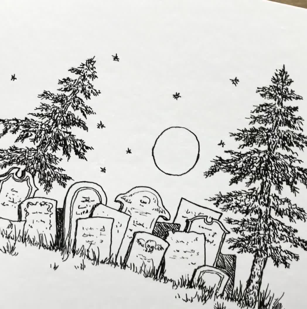 cemetery drawings easy