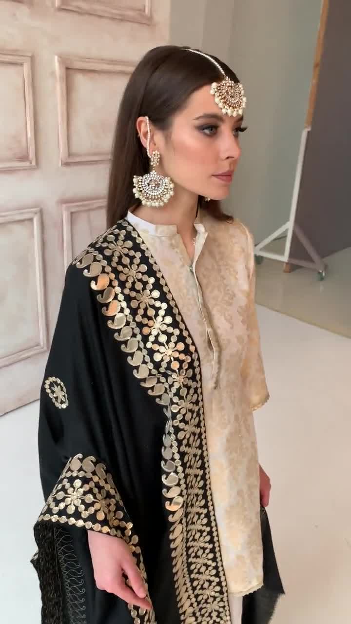 MUGHAL ダーククリーム パキスタン シャルワール カミーズ