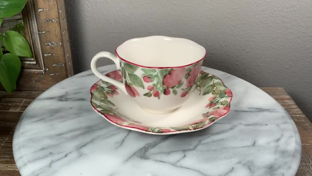 Six (6) Nikko PRECIOUS Cup and Saucer Sets - Pink Rose Garden