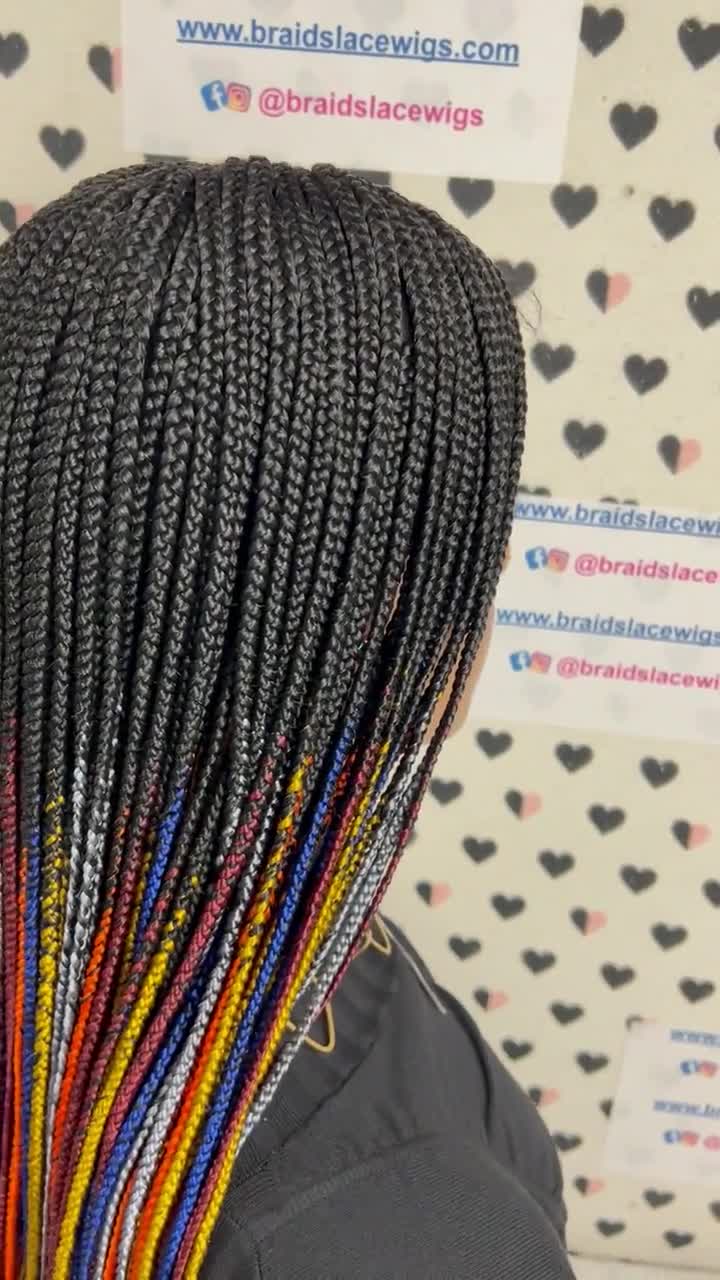 2x6 Lace Closure Cornrow Box Braids Braided Lace Wig Multi Color Black purchases Rainbow