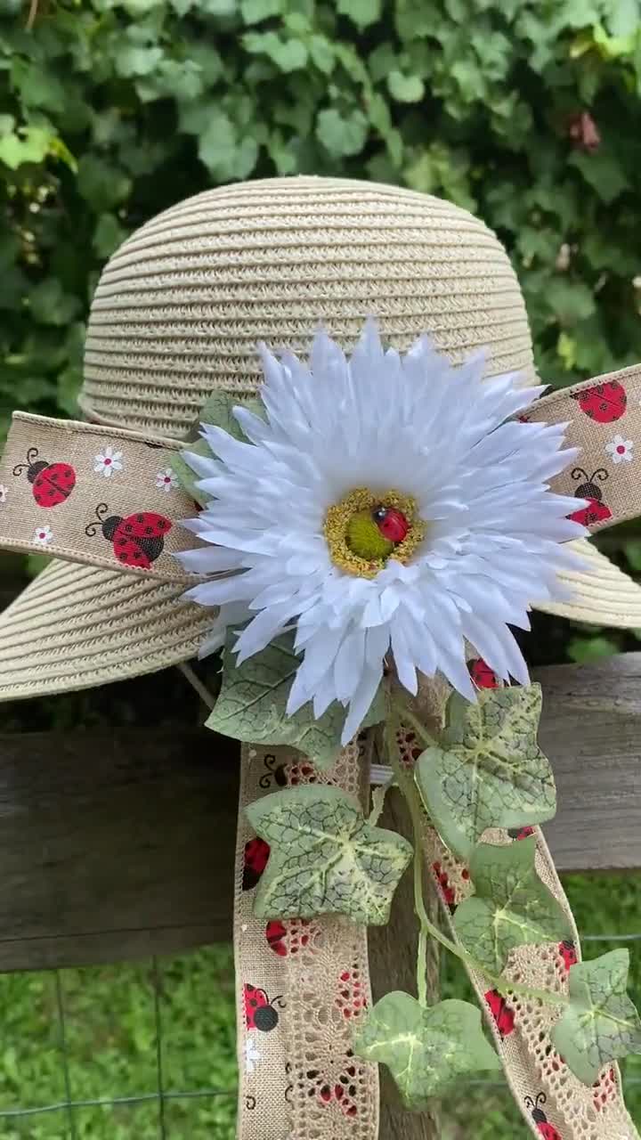 Cottagecore Hat, Sun Bonnet, Cute Ladybug Hat, Wide Brim Adjustable Sun Hat, Gardening Hats for Women, Garden Lover Gift