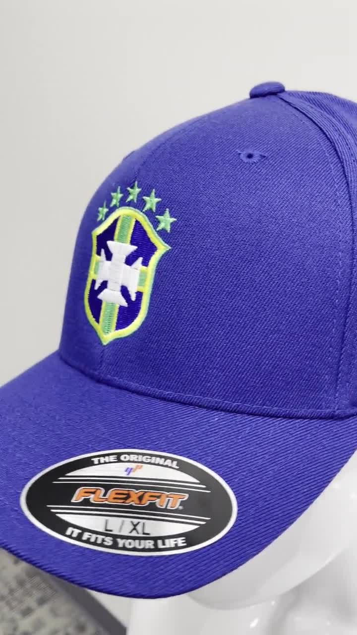 Brazil Soccer Fitted Cap Flexfit in Royal Blue 