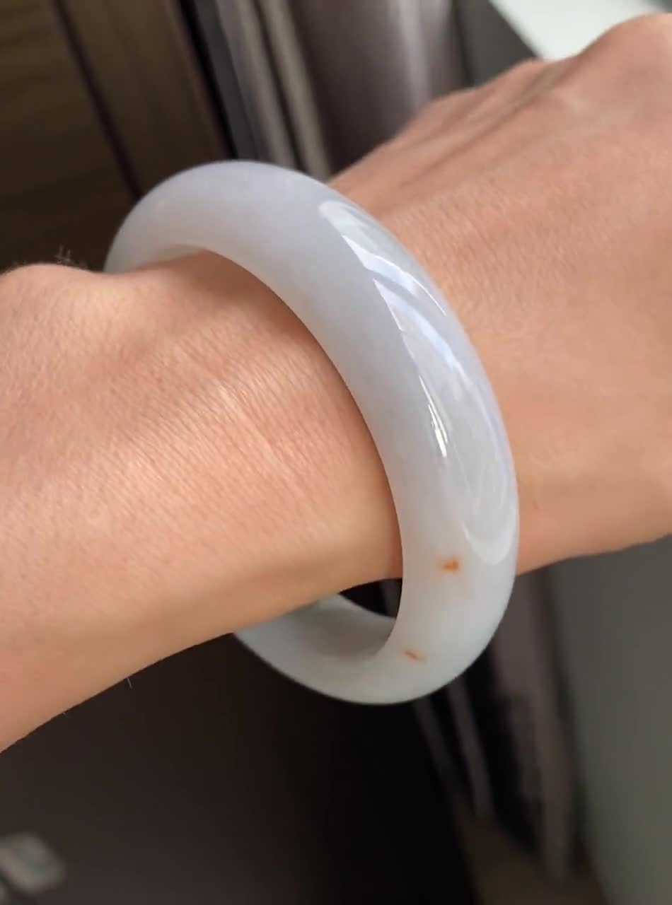 レッド翡翠バングル☆59mm 56.65 mm 翡翠バングル オフホワイト オレンジレッド トリカラー