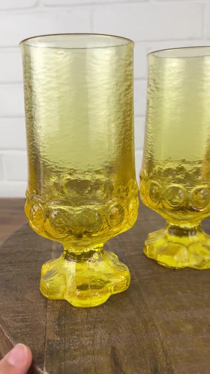 4 Vintage Heavy Yellow Drinking Glasses Tiffin Franciscan Madeira