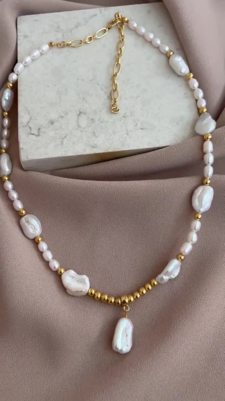 Collana perle con perla barocca pendente - cm 50 – Lumiere Bijoux