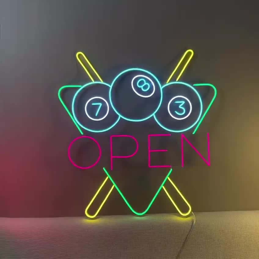 ビリヤードオープンネオンサイン：LEDプールホール装飾 - Etsy 日本