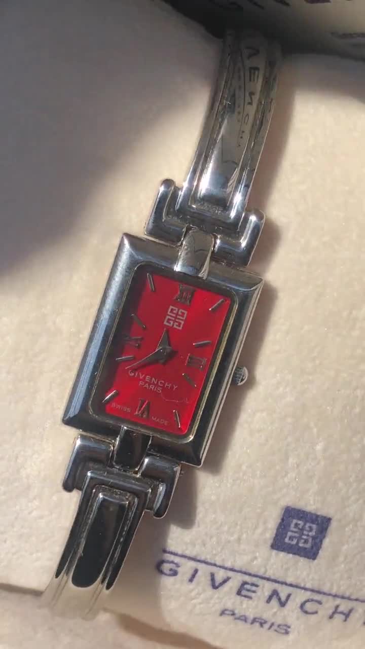Vintage GIVENCHY Millesime Stainless Steel Bangle Watch With Box