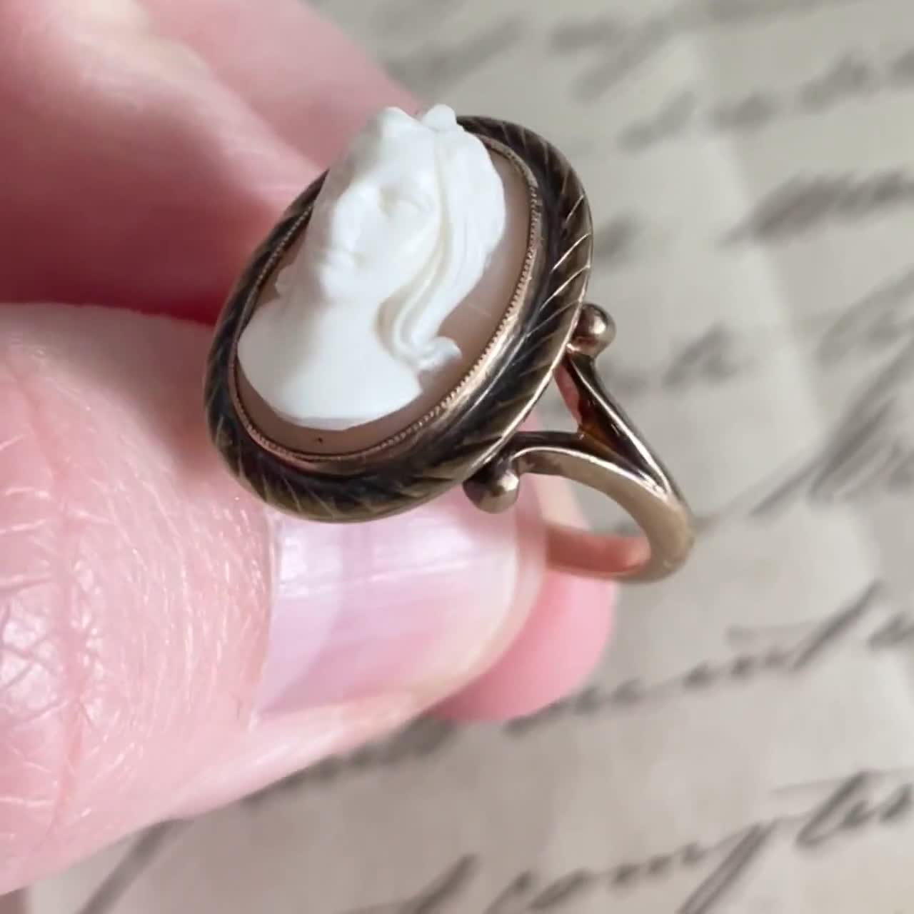 Unique Antique 10K Gold Carved Shell Cameo Ring - Etsy