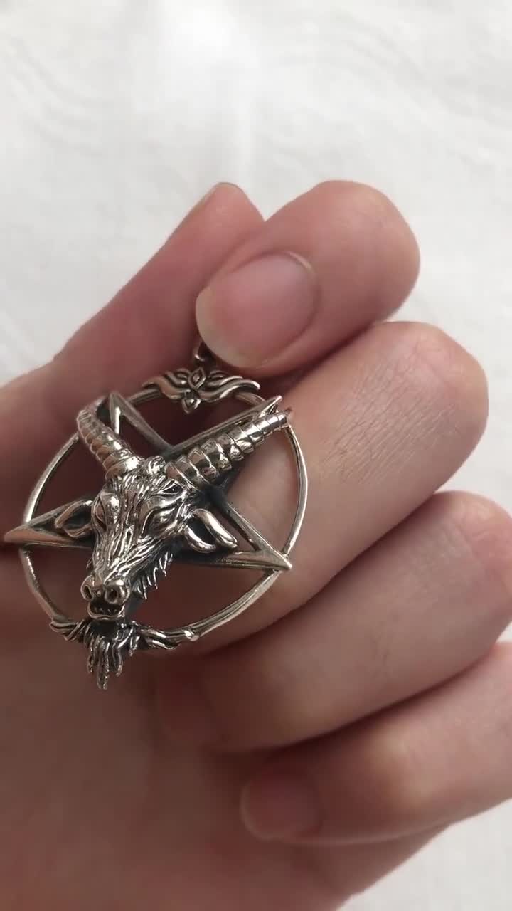 Goat Head Pentagram Sterling Silver Pendant 925