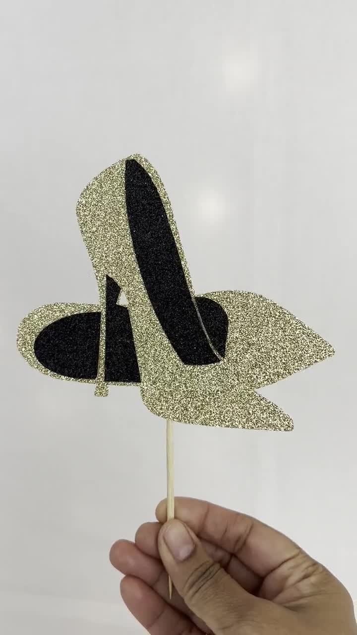 Gold Glitter High Heel Shoe Cake Topper High Heel Cake Topper