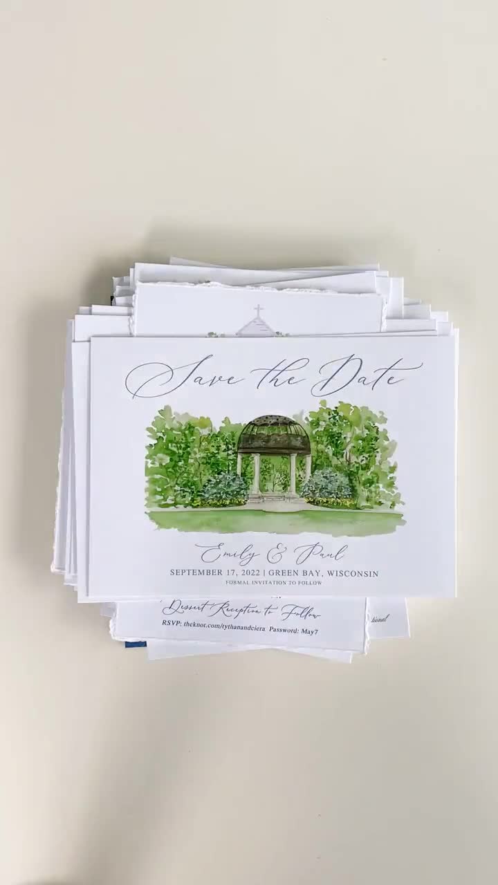 Brim Chapel Save the Date, Kansas City, Missouri, Venue Save the Date, Custom Venue, Watercolor, Cathedral, chapel, church video poster