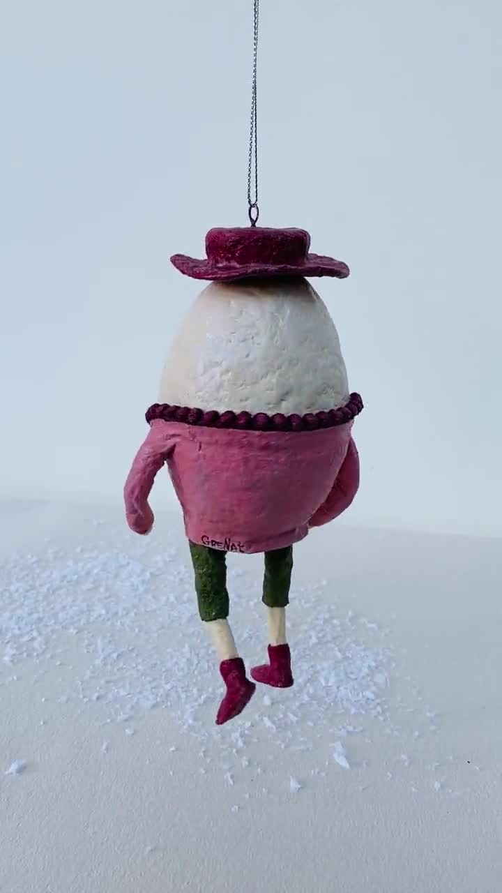 Christmas Tree Spun Cotton Toy, Ooak Art Doll, Papier-mâché