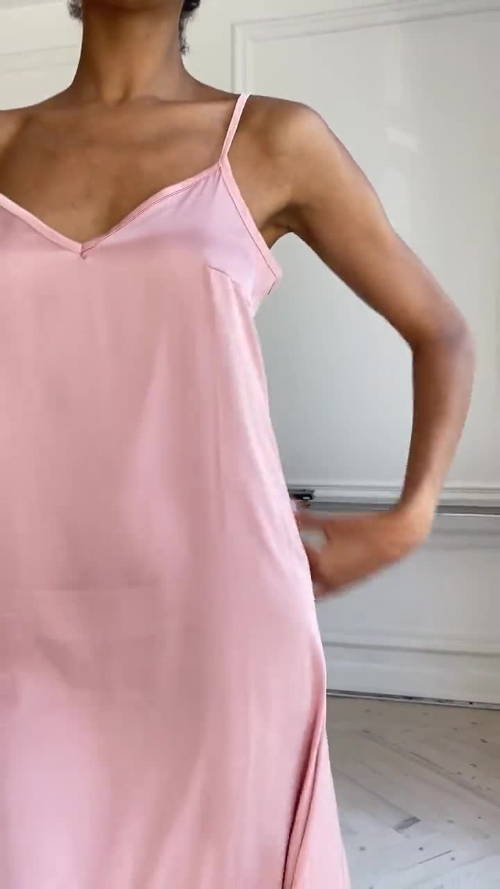 River Nymph, Baby Pink Pure Silk Slip Dress