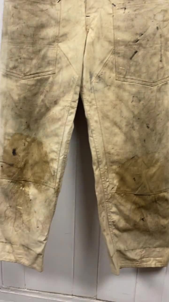1930s Finck's Overalls, 38 X 31, White Denim Overalls, 1930s
