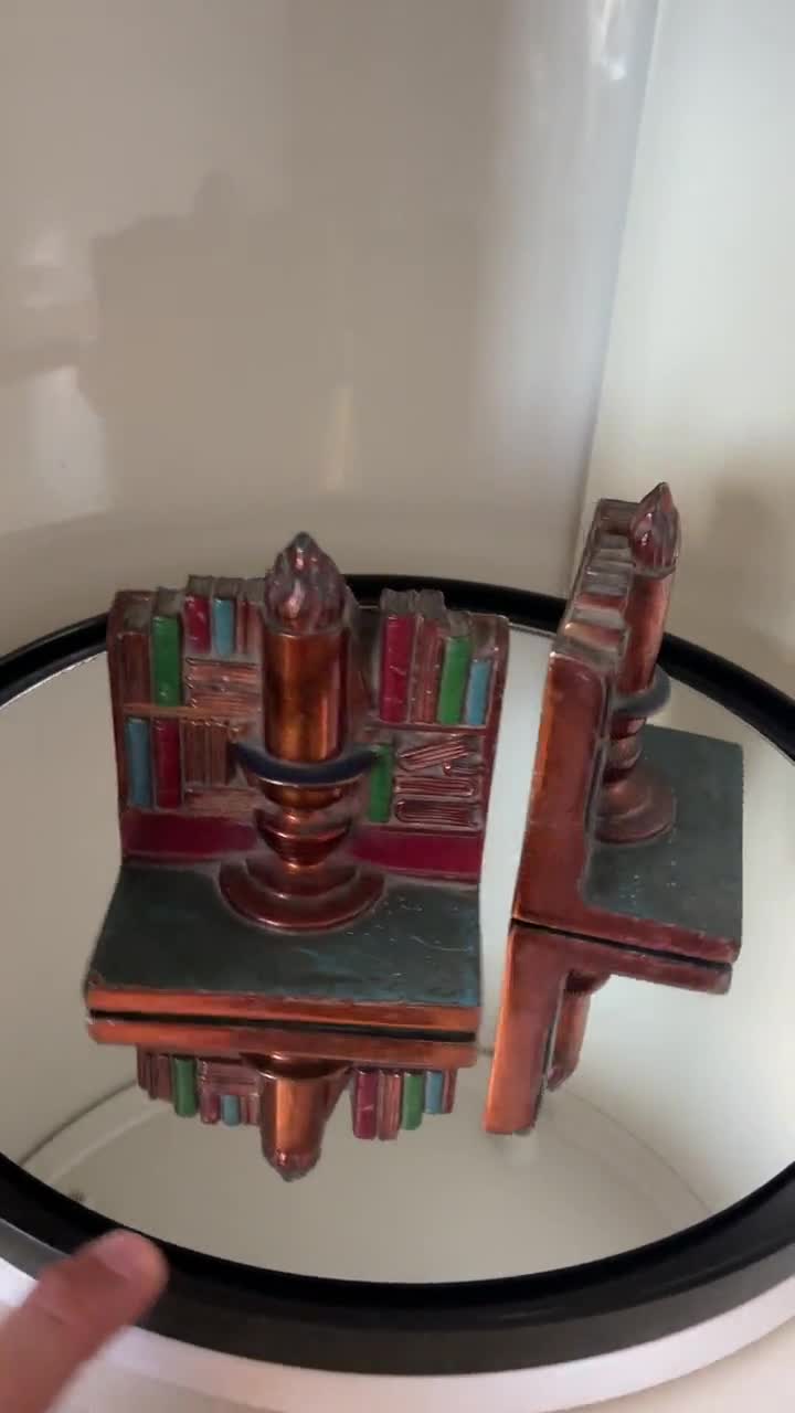 30年代 ロンソン鋳造真鍮ブックエンド アールデコ彫刻 コールド