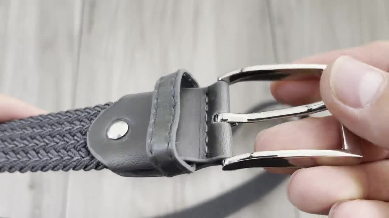 Cinturón de hombre tejido gris cinturón elástico cinturón elástico cinturón  tejido para hombre cinturón trenzado cinturón gris para hombre -  España