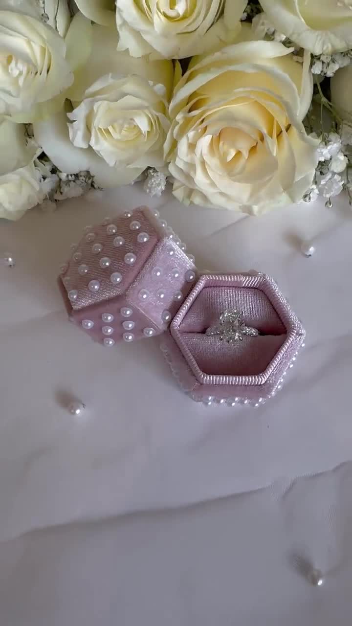 Oirlv Rosa Velluto Scatola Anello,Scatola Anello Proposta,Per Matrimonio, Fidanzamento,Anniversario,Ringbox
