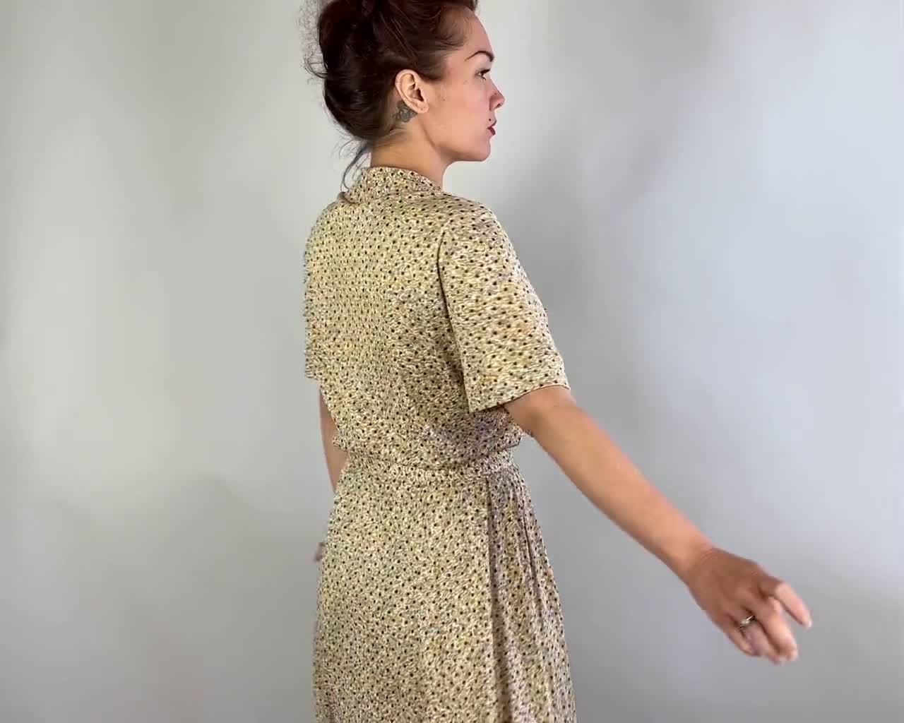 1950s Magic Eye Dress | Vintage 50s Painterly Abstract Brown