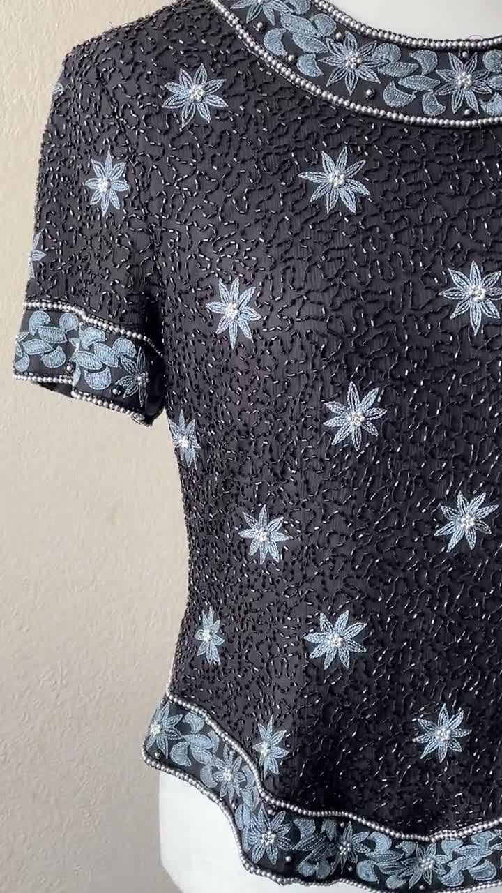 Vintage 80s/90s Goth Fairy Black and Silver Ornate Floral