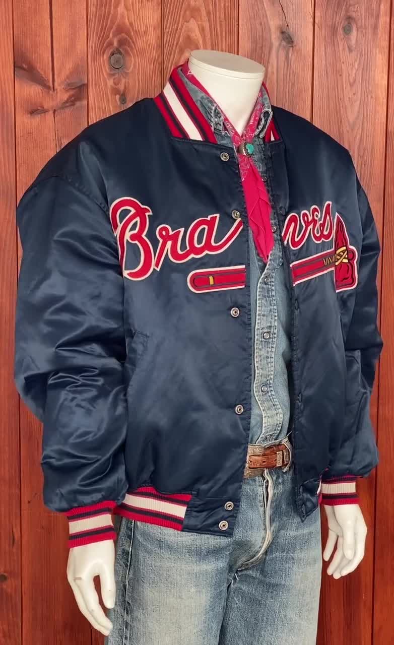 VTG 80s 90s Starter Atlanta Braves Made In USA Satin Varsity Jacket Mens  Large