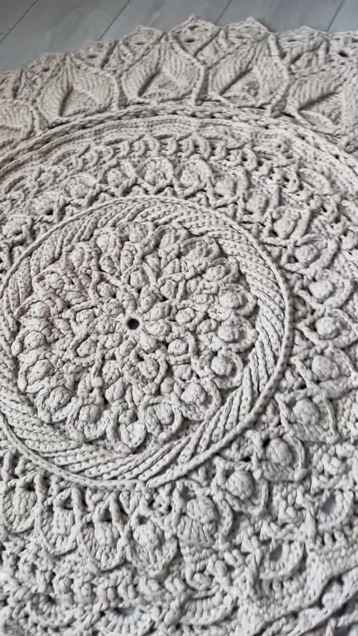 Vaurna Crochet Round Bathroom Rug - 24 Inch, 100% Cotton, Soft & Absorbent, Machine Washable - Creme - View #3