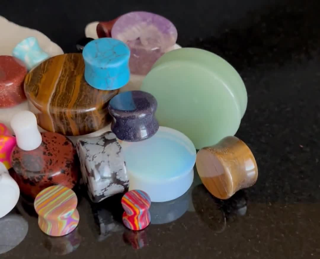 Custom Plugs Aventurin Grün - Jade Stein Stecker Für Gedehnte Ohren