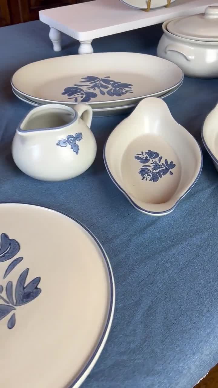 Vintage Pfaltzgraff Yorktowne Stoneware: Blue Floral Dinnerware - Etsy