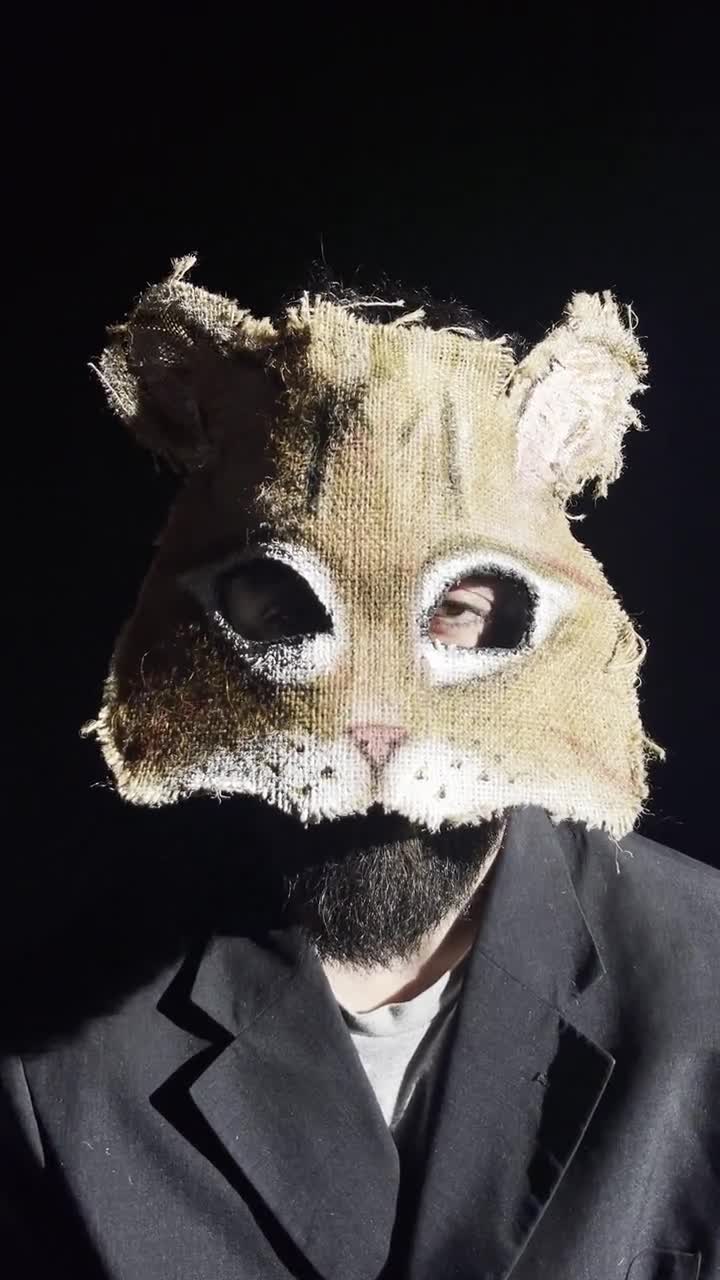 Cat Mask Burlap and Eco-felt Adult Halloween Costumes for Masquerades &  Photo Props Kitty Cat Masks 