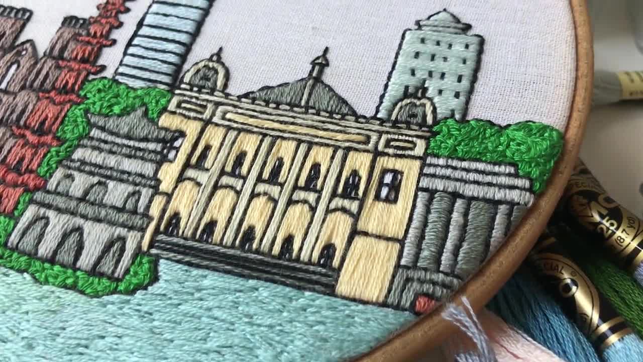 刺繍絵　ベトナム　ハノイ　文廟 ハノイ・こだわりM.I.V】「ベトナムの手刺繍をもっと知って