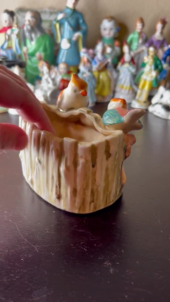 Vintage 1940's Made in Occupied Japan Bird & Flower Planter, Plant