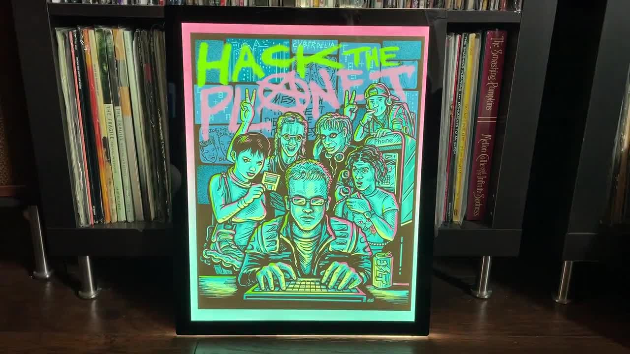 HACK THE PLANET!! 3D Hackers Movie Poster with Glasses - Signed Archival  Anaglyph Illustration Print
