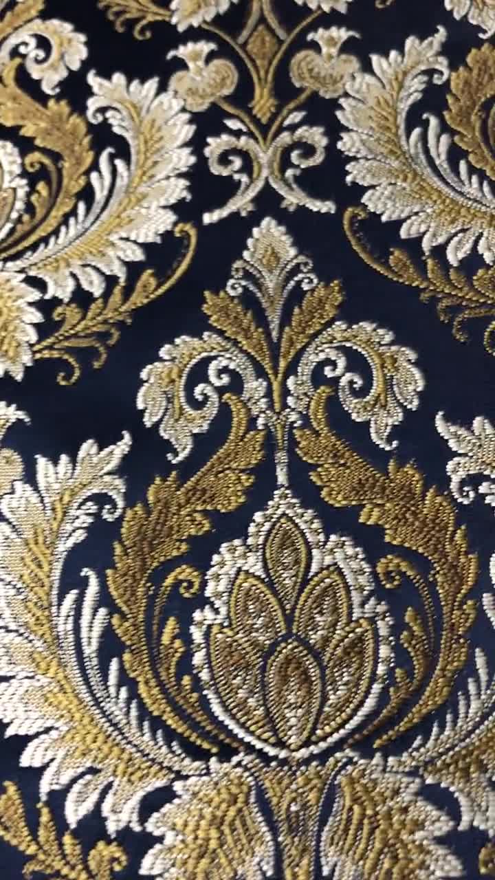  Decora Furnishings Moroccan Ornate Design Luxurious Classic  Jacquard Fabric for Upholstery Sofa Cushions Dining Chair Window Treatments  Craft - Width 54 inches - Fabric by Yard (Gold Blue) : Arts, Crafts & Sewing