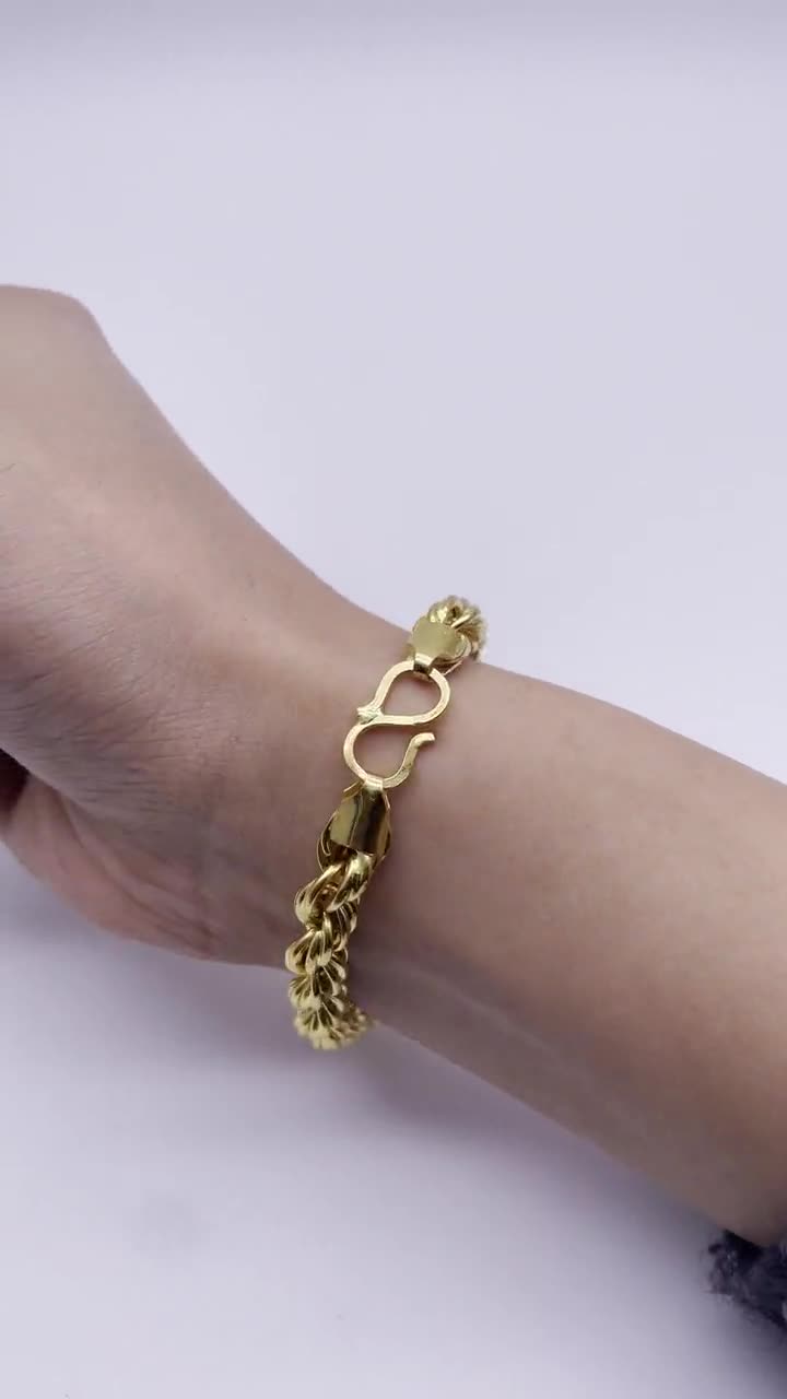 22ct Yellow Gold Fancy Hollow Twisted Rope Bracelet 7 Inches