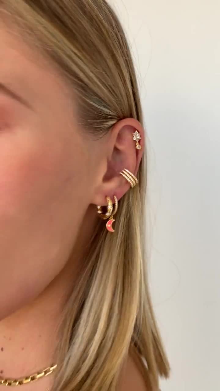 Conch hoop, dainty ear cuff, no piercing earring, midi ear cuff, dainty  gold cuff, minimal ear cuff, cz ear cuff, faux piercing earring