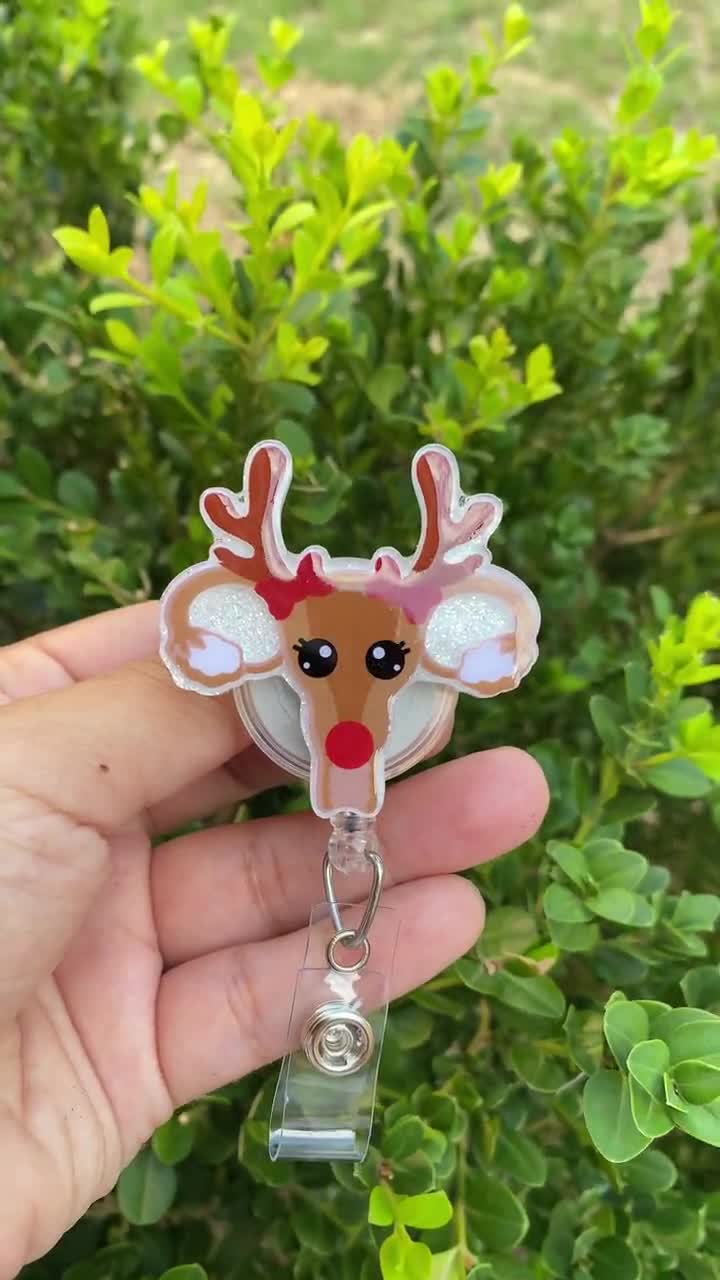 Reindeer Uterus Cervix Badge Reel, Funny Badge Reel, OBGYN Name Tag Holder,  Labor & Delivery Nurse Badge Reel, Christmas 