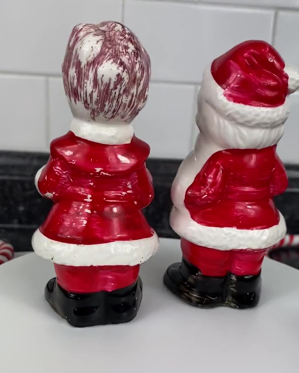 Vtg Lot Plastic Santa & Mrs. Claus Faces Doll Making Supplies Crafts Blue  Eyed