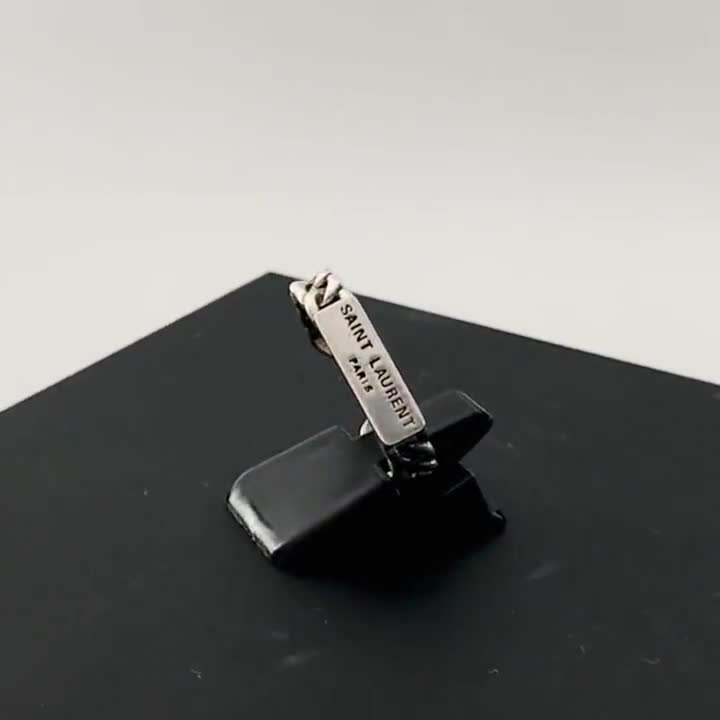 Vintage YVES SAINT LAURENT Nameplate Chain-link Silver Ring