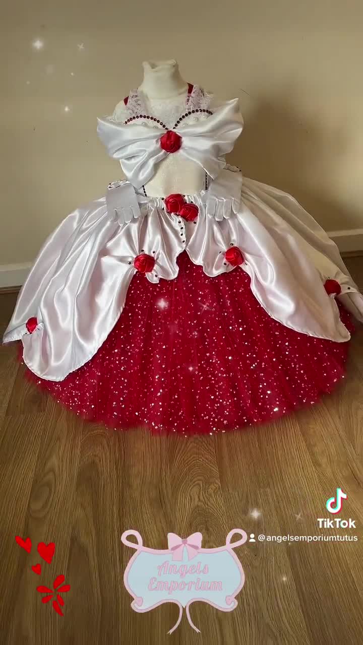 L'originale Principessa Belle di La Bella e la Bestia Ispirata al Tutu  Abito da Ballo Spettacolo Costume Abito di Raso di Lusso con Rose Rosse  Gialle Tutù Oro -  Italia