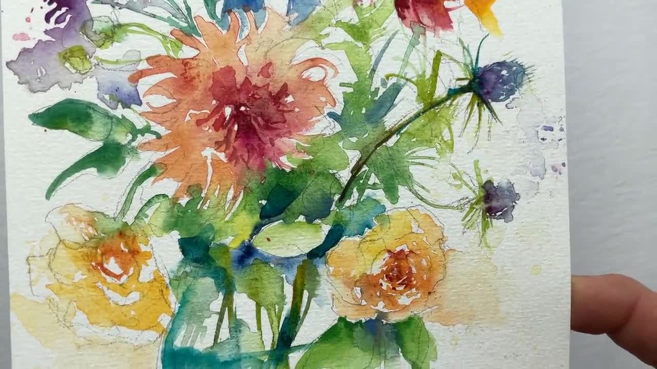 「花持ち 娘」水彩画 8月27日(水)13:00〜15:20セブンカルチャー溝の口『透明水彩画初歩の