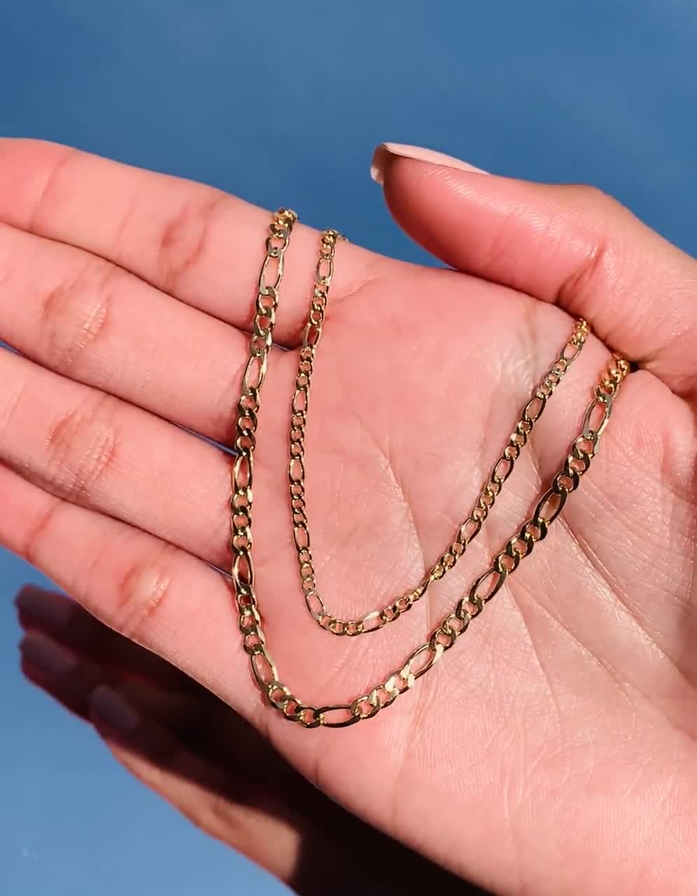 18k Yellow Gold Filled Solid Men's Statement Figaro 3x1 Chain – 70cm (28 Inch) Snake Chain