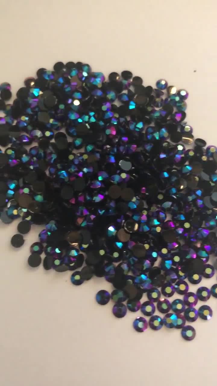 Black AB Resin Jelly Rhinestone Rhinestones Non Hotfix Flatback Flat Back  3MM 4MM 5MM Ships From USA 