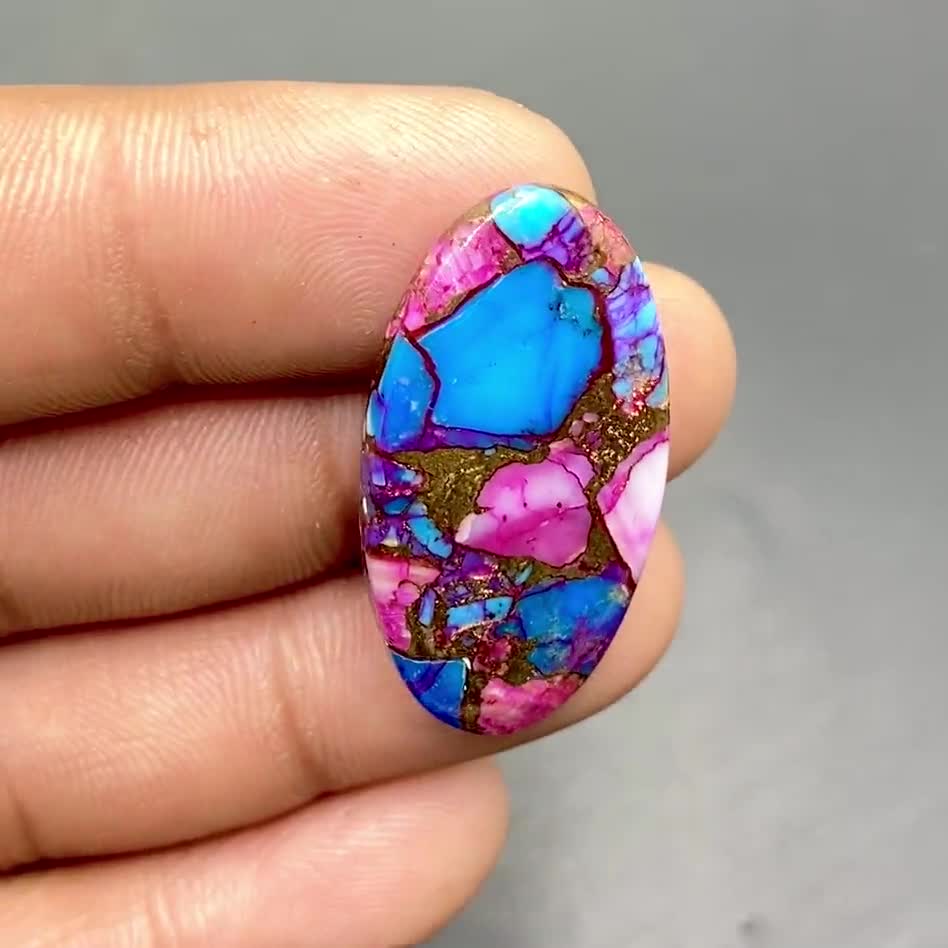 Purple Dahlia Copper Composite Turquoise Gemstone, American