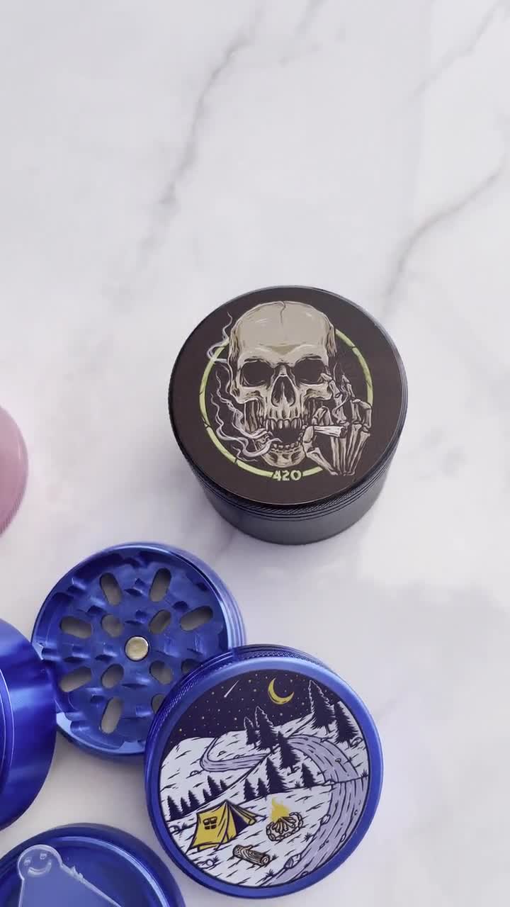 Grinder Skull With Mushroom Laser Engraved Herb Grinder Christmas  ,christmas Thanksgiving Gift Customized Gift, Personalised Grinder 