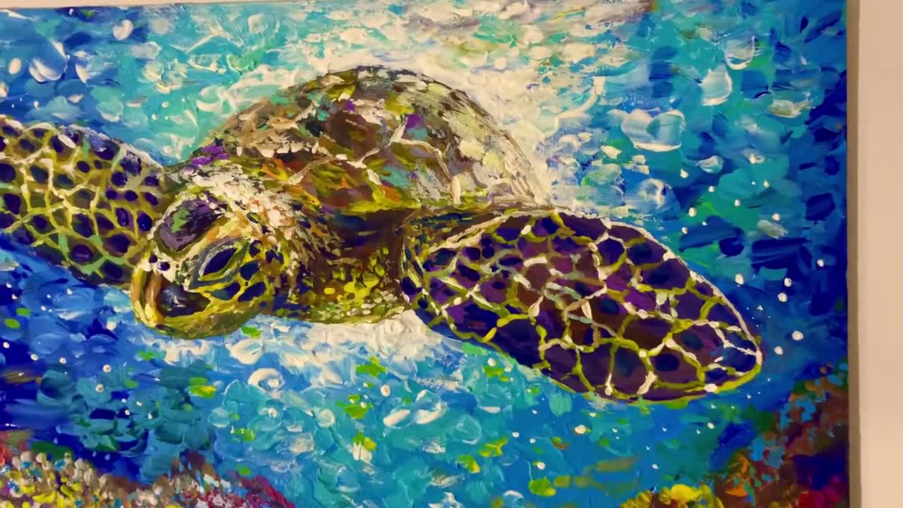 Kit de peinture à l'huile par numéros, animaux tortues de mer, coraux de  l'océan, peinture numérotée sur toile, avec pinceaux et pigments pour